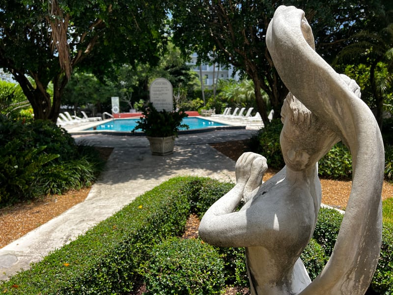 Tropical swimming pool at the building
